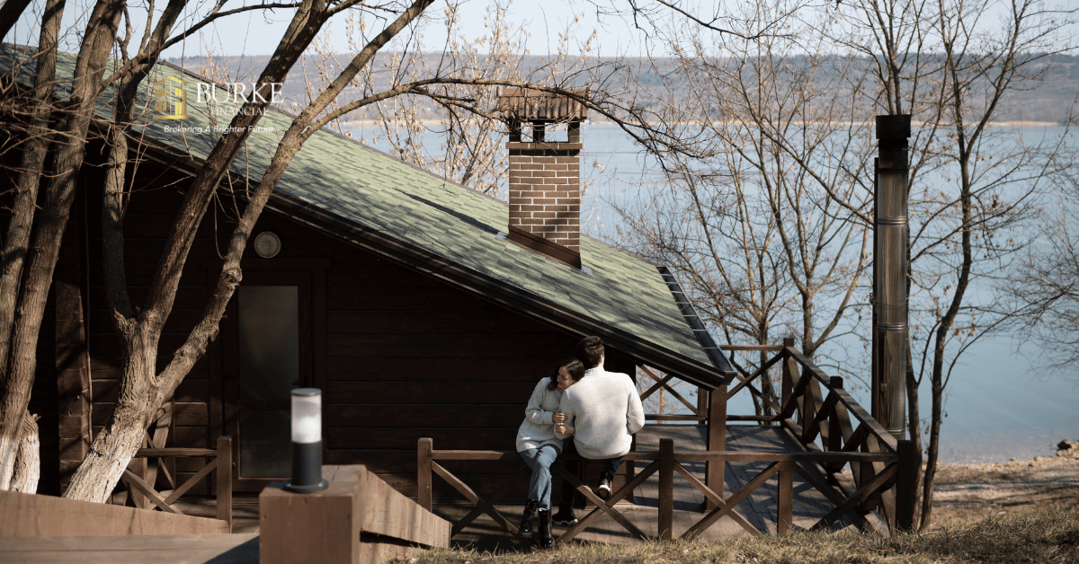Mortgage broker meeting client on cottage deck near Barrie