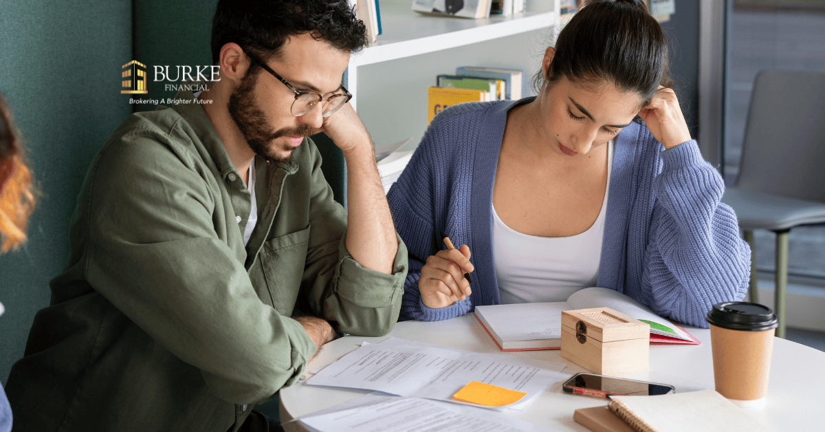Split image comparing a homeowner making monthly loan payments with retirees using a reverse mortgage to access home equity.